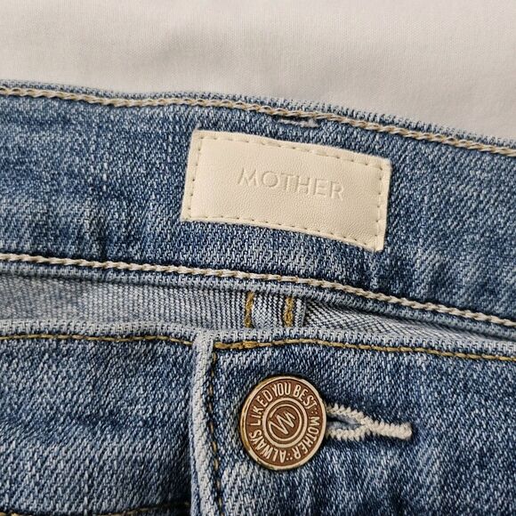 MOTHER Flare Jeans 29 Blue The Runaway Step Fray Kiss & Make Up Boho Stretch - Picture 2 of 12